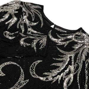 Sho Max Originals 80s Vintage Womens Beaded Metallic 100% Silk Blouse, Sho‎ 461